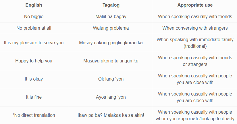 How do you say Be right back in Filipino?