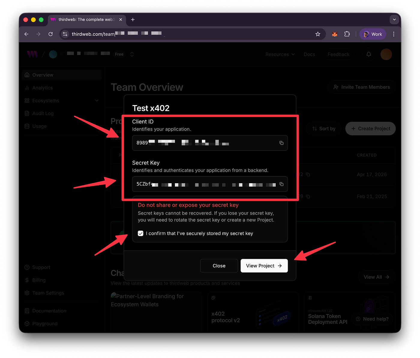 Thirdweb Project API Keys