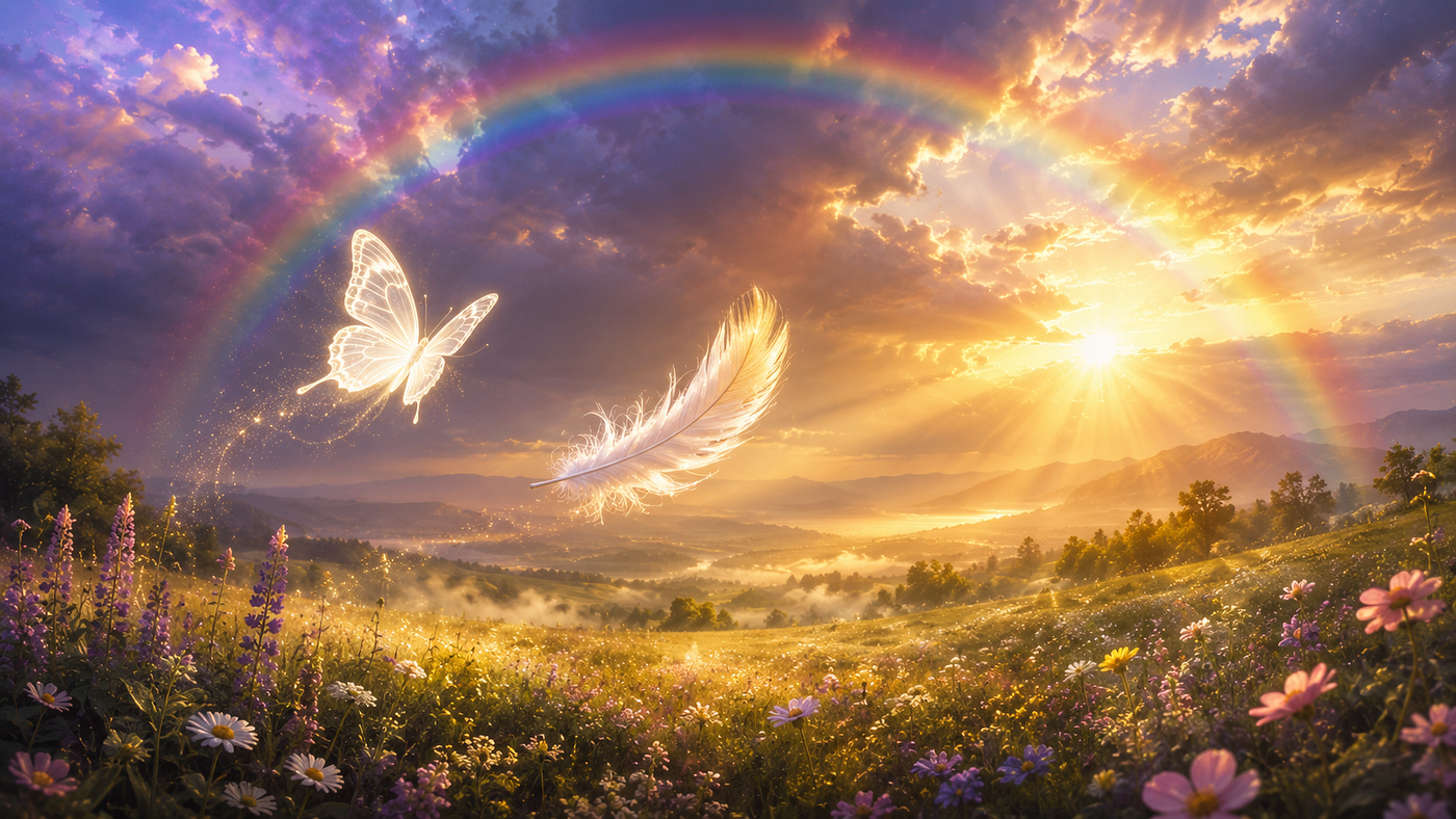 Spiritual Meaning of Butterflies, Feathers, and Rainbows.