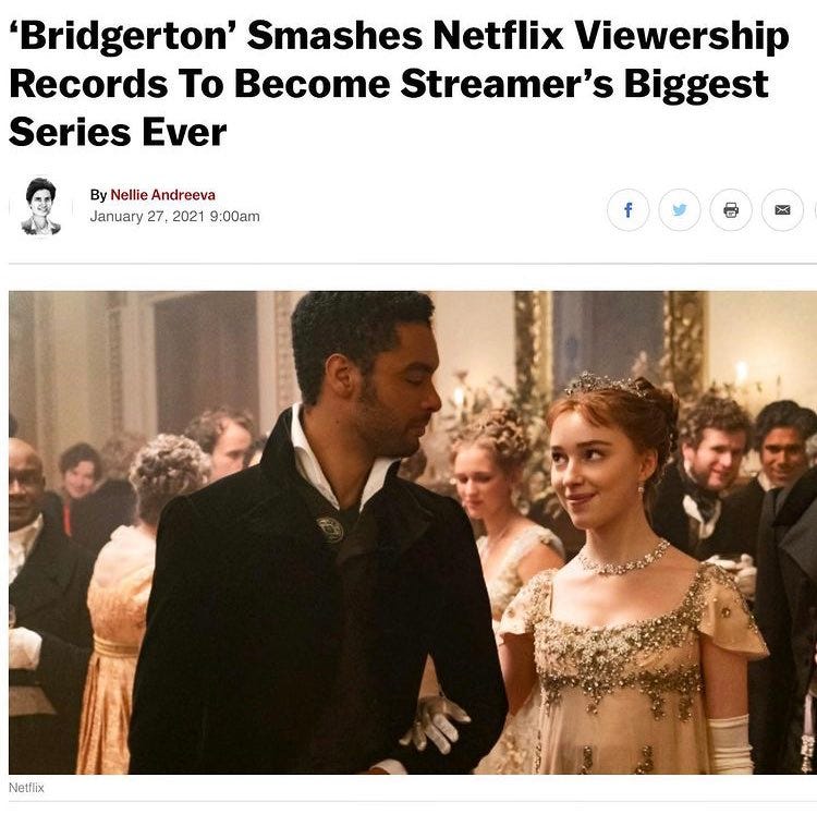 Bridgerton becomes Netflix's biggest series ever