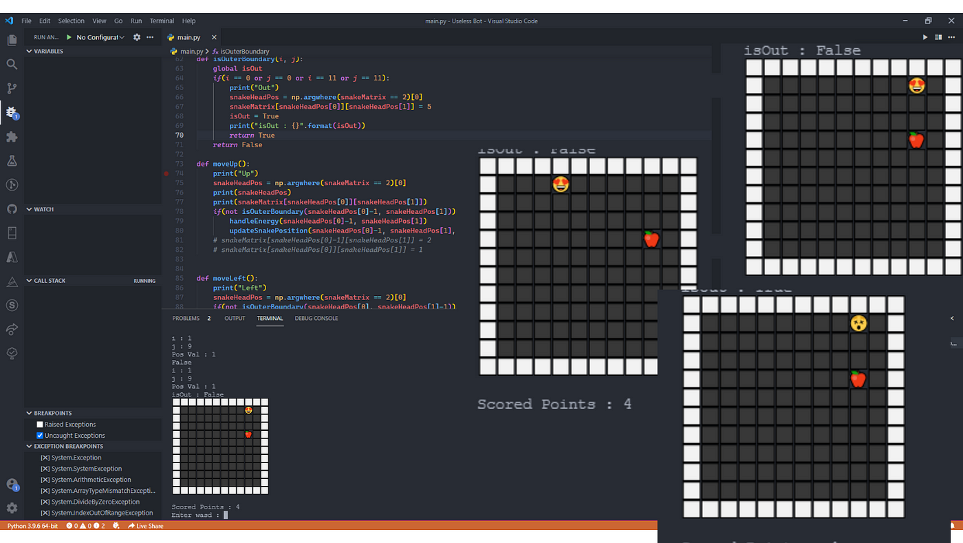 the Snake game in Python - DEV Community