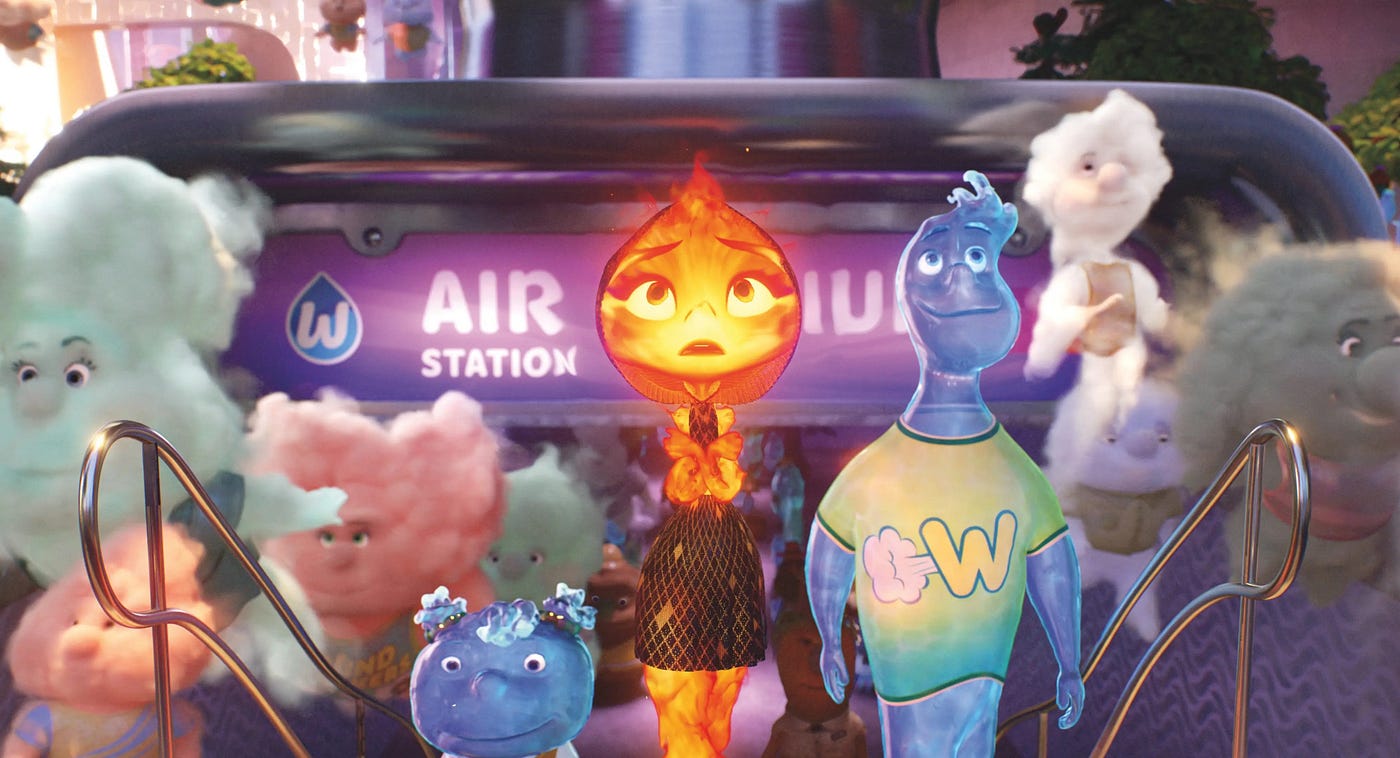 Água e fogo: as personagens do filme “Elemental” vão estar nos