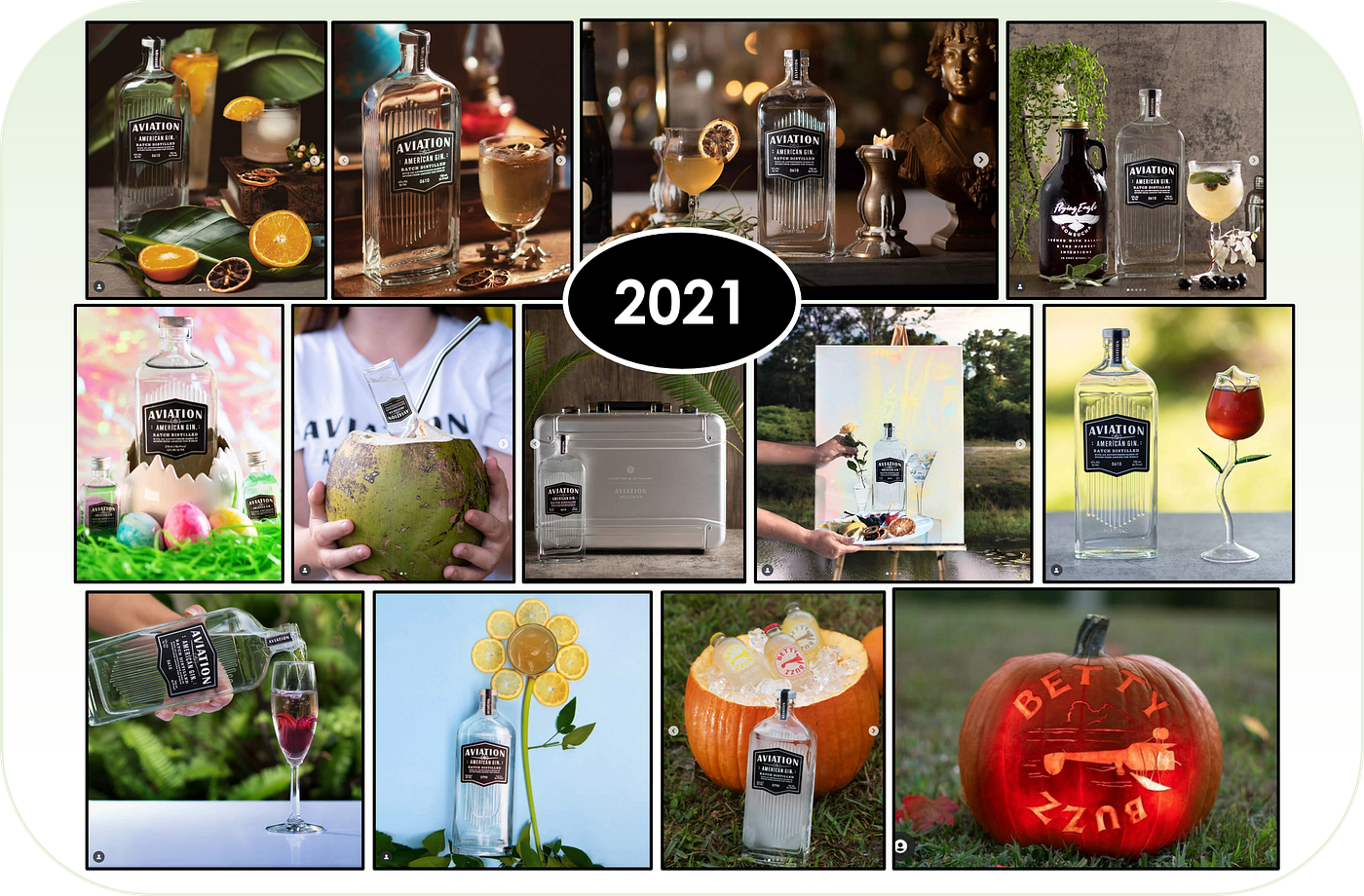 A compilation of Starkloff’s photography work during 2021 to promote Aviation Gin