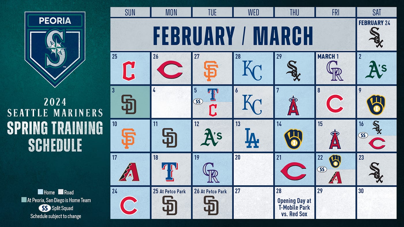 Seattle Mariners Spring Training Schedule 2024 Ruby Willie