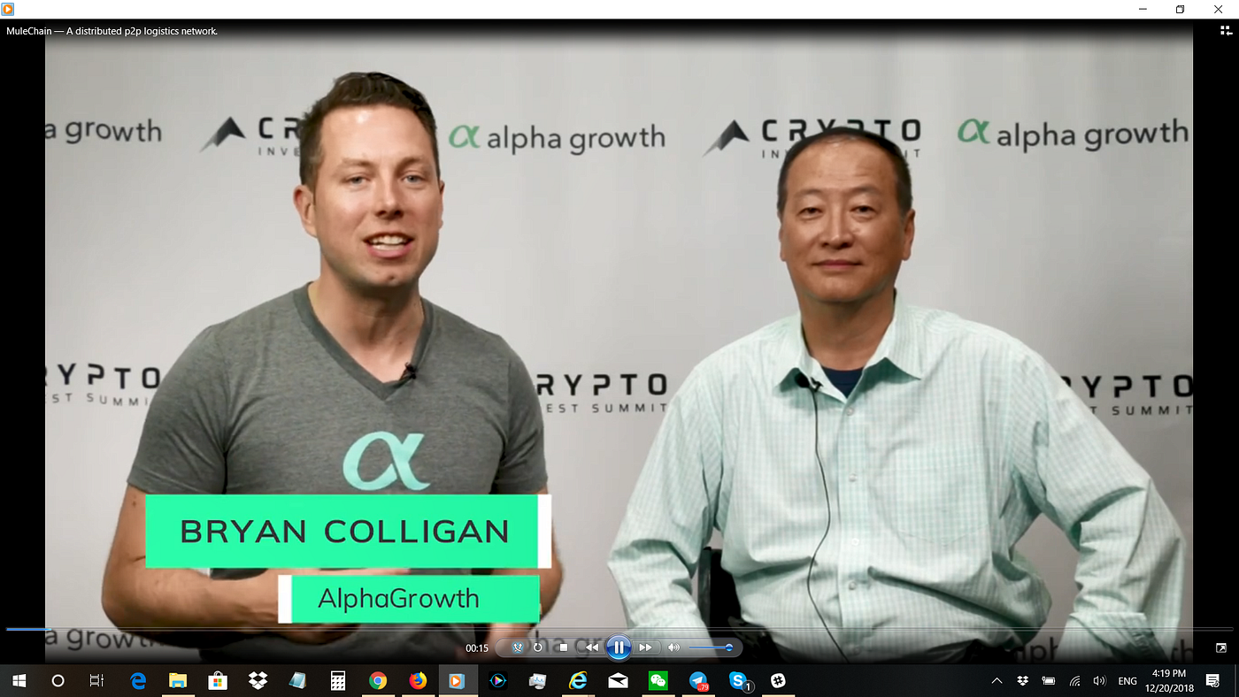MuleChain CEO Ralph Liu Interviewed by Bryan Colligan of Alpha Growth at  the Crypto Invest Summit, Los Angeles, October 2018 | by Ralph Liu |  MuleChain | Medium