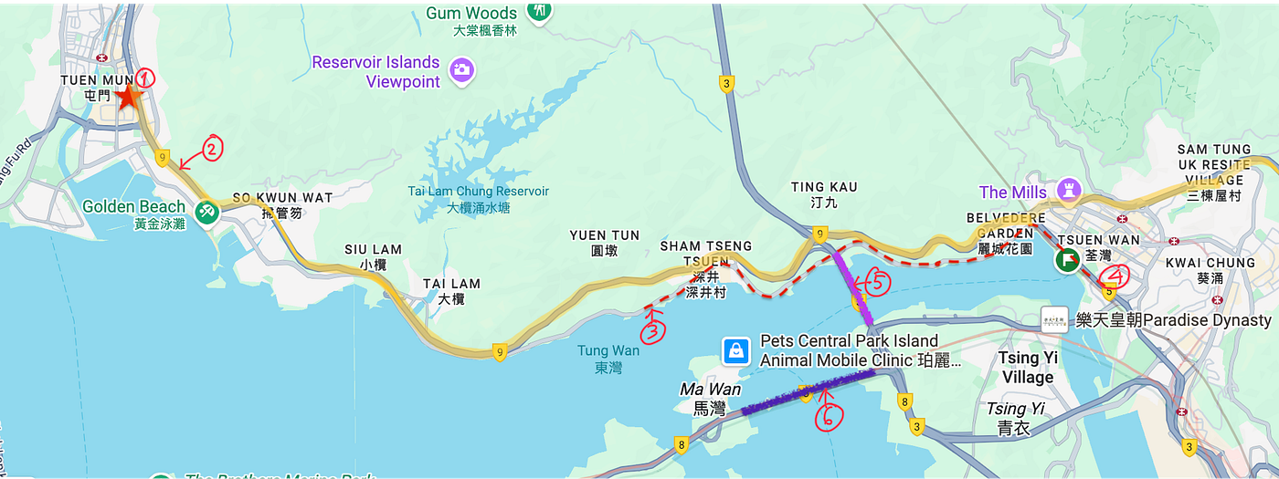 Map of related locations, sourced from Google Maps & edited by Oiseau Distrait