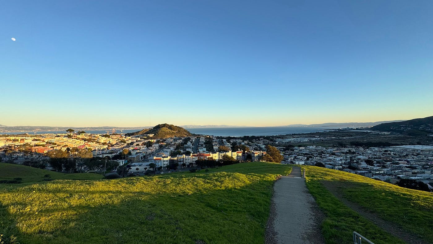 Cresting the far side of McLaren Park on the San Francisco Cross Town Hike.