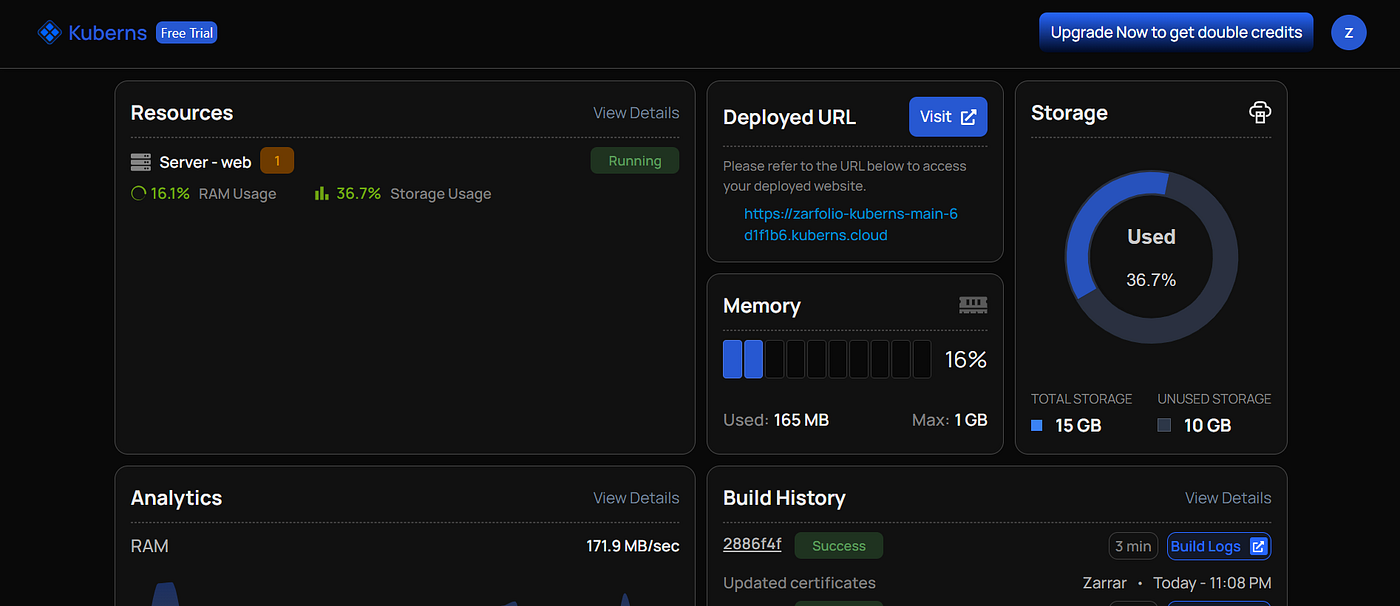Deploying My Portfolio Using Kuberns