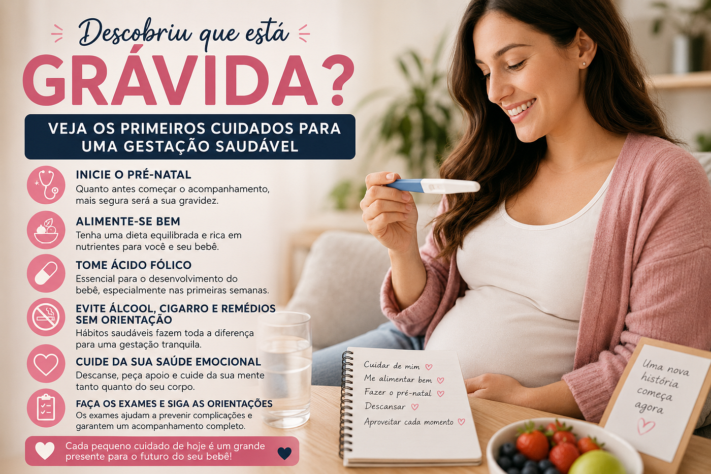 Descobriu que Está Grávida? Veja os Primeiros Cuidados para uma Gestação Saudável