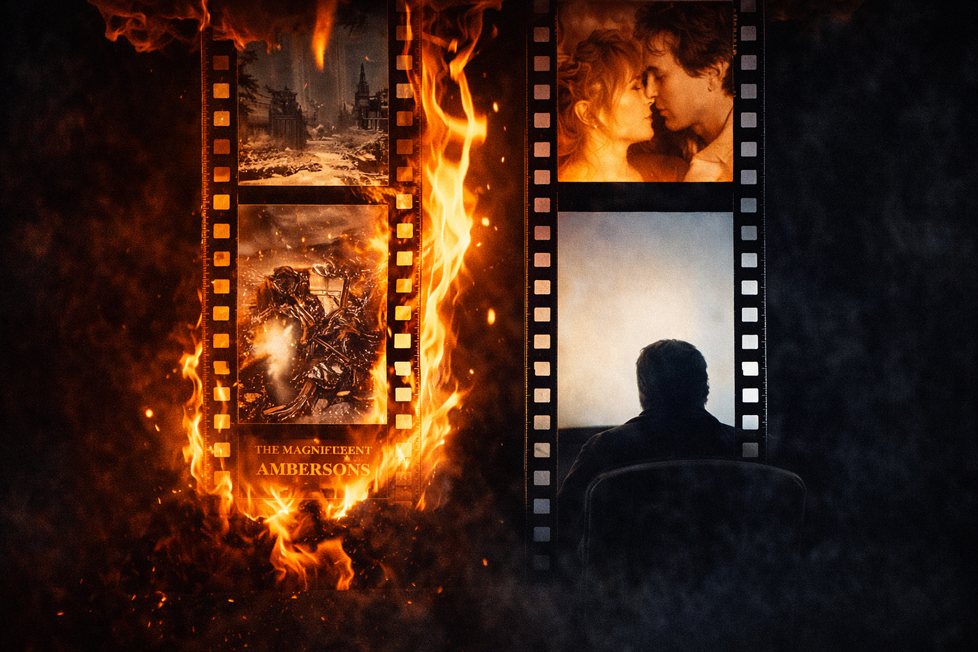 Una obra mutilada; la otra, intacta. El fuego decide qué sobrevive y qué se pierde. (Imagen: ChatGPT)