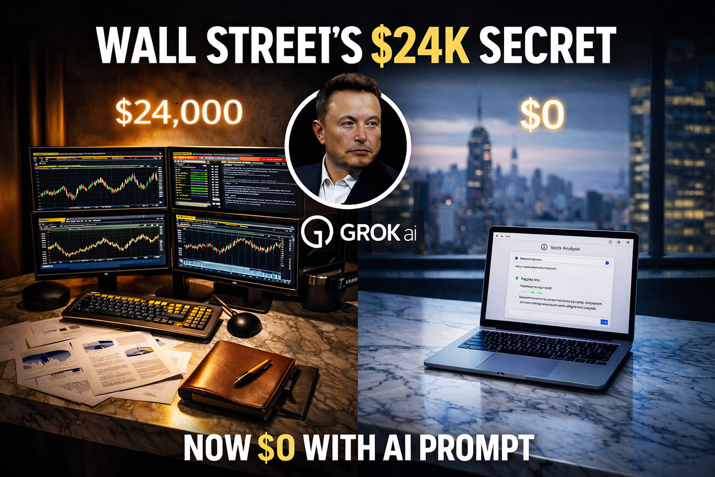 WALL STREET DOESN’T WANT YOU TO KNOW THIS: Grok NOW DOES BLOOMBERG-LEVEL STOCK ANALYSIS FOR $0