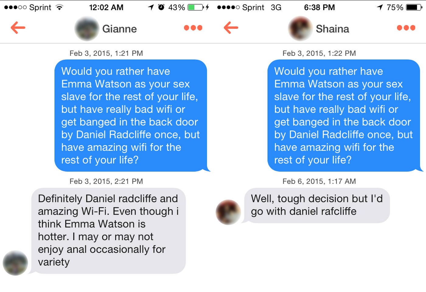 I really thought a 'would you rather' question was the right move :  r/Tinder