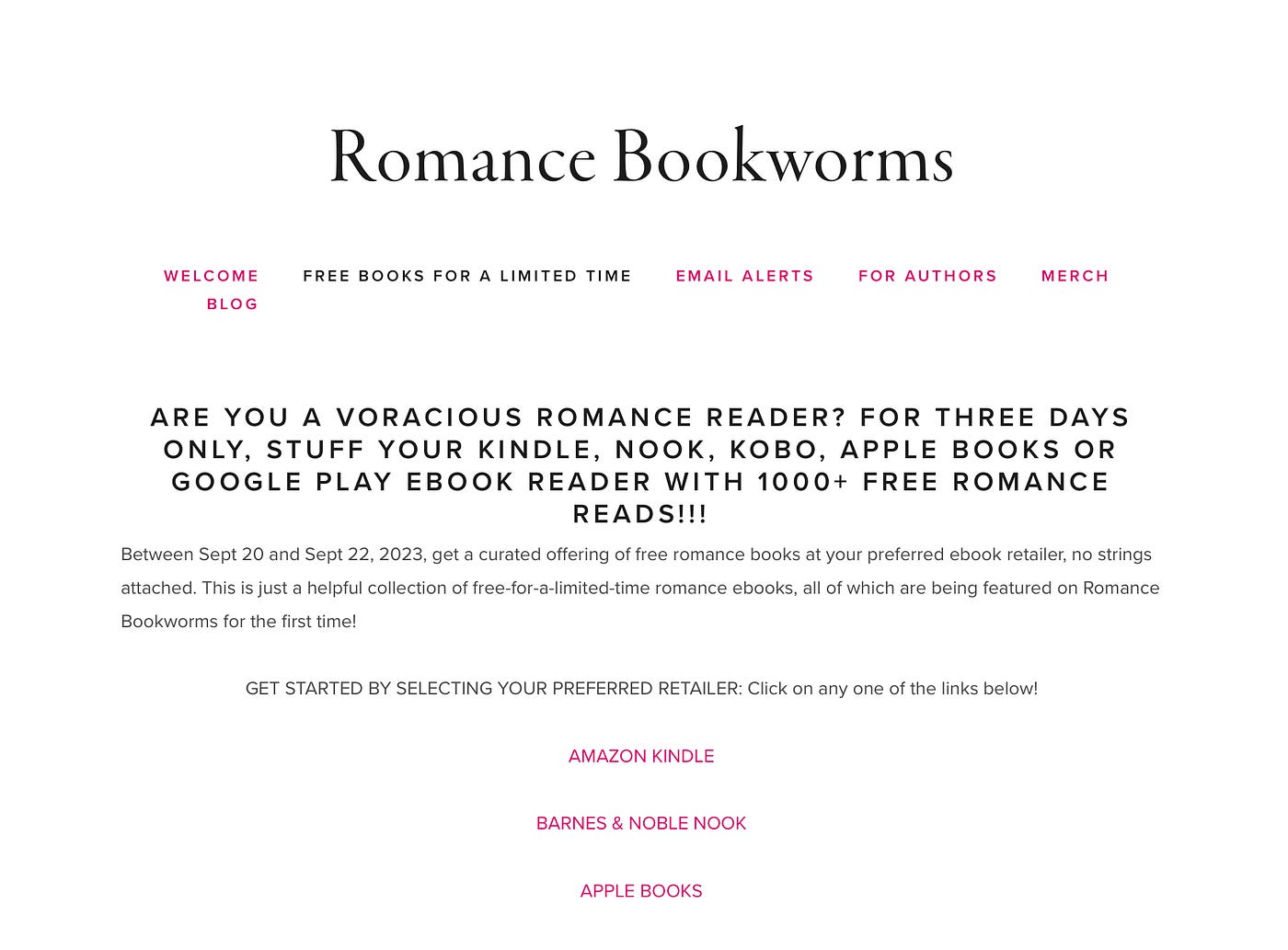 Free  Kindle Books, Nook Books, Apple Books & Kobo Books