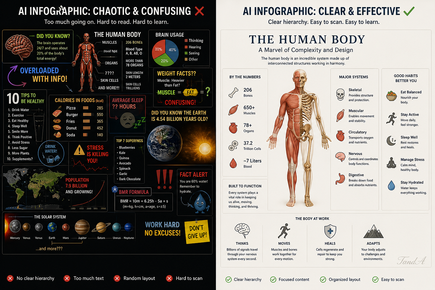 A good infographic guides the eye. A bad one competes with itself.