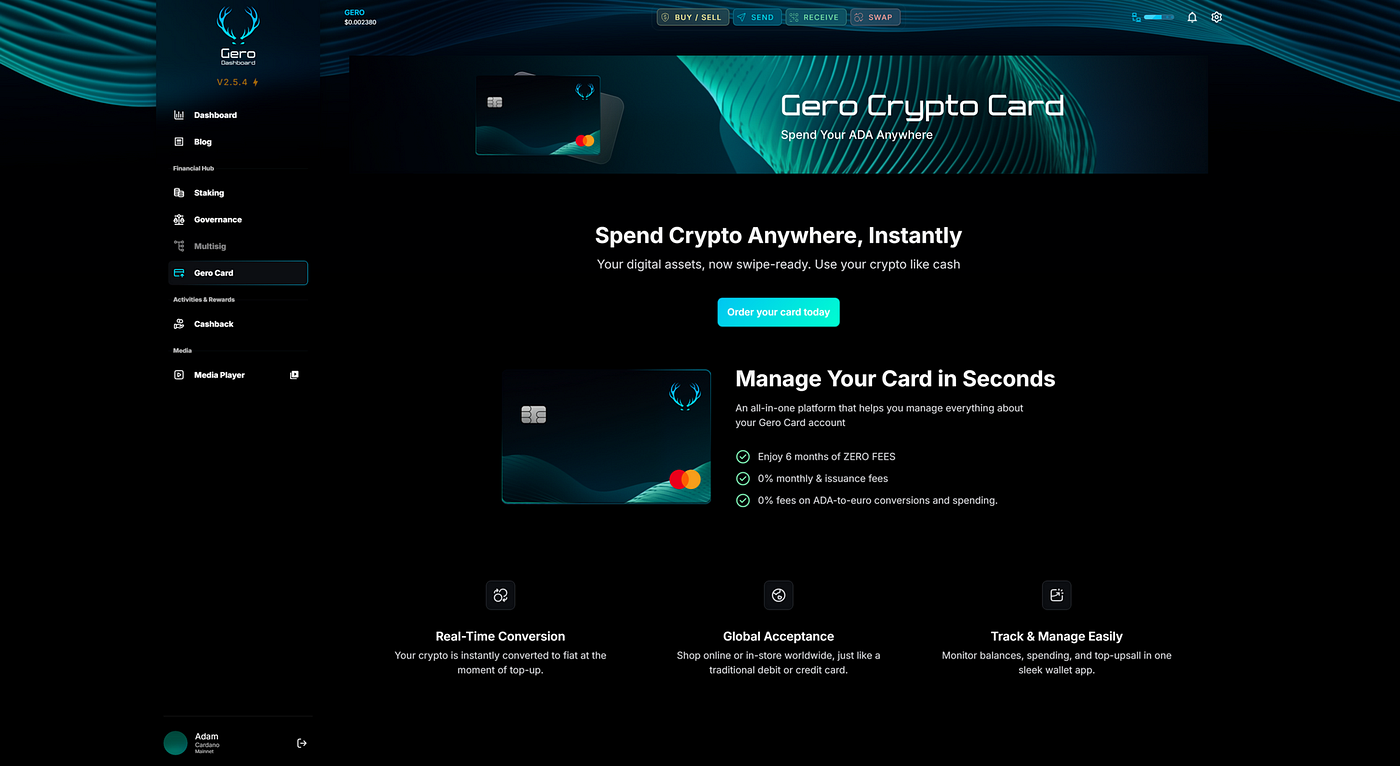 Gero Crypto Card Goes Live on Cardano | by Tap In With TapTools | Tap In  With TapTools | Medium