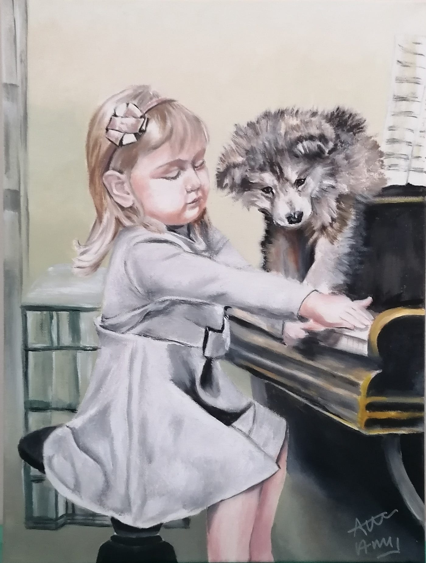 La pianiste huile sur toile