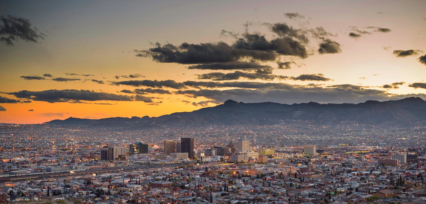 El Paso is front, while Ciudad Juarez is in the back in this view. Photo by John on Adobe Stock.