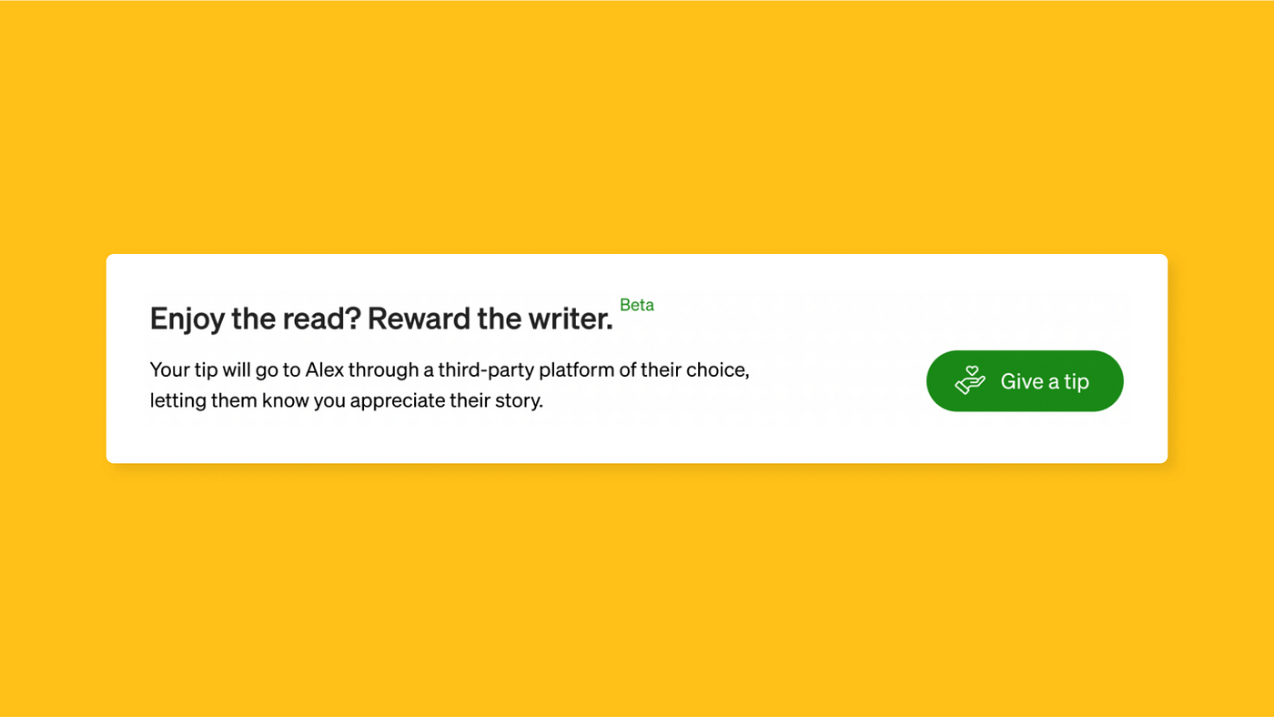 Introducing Tipping on Medium (beta) | by Alex Benzer | 3 Min Read