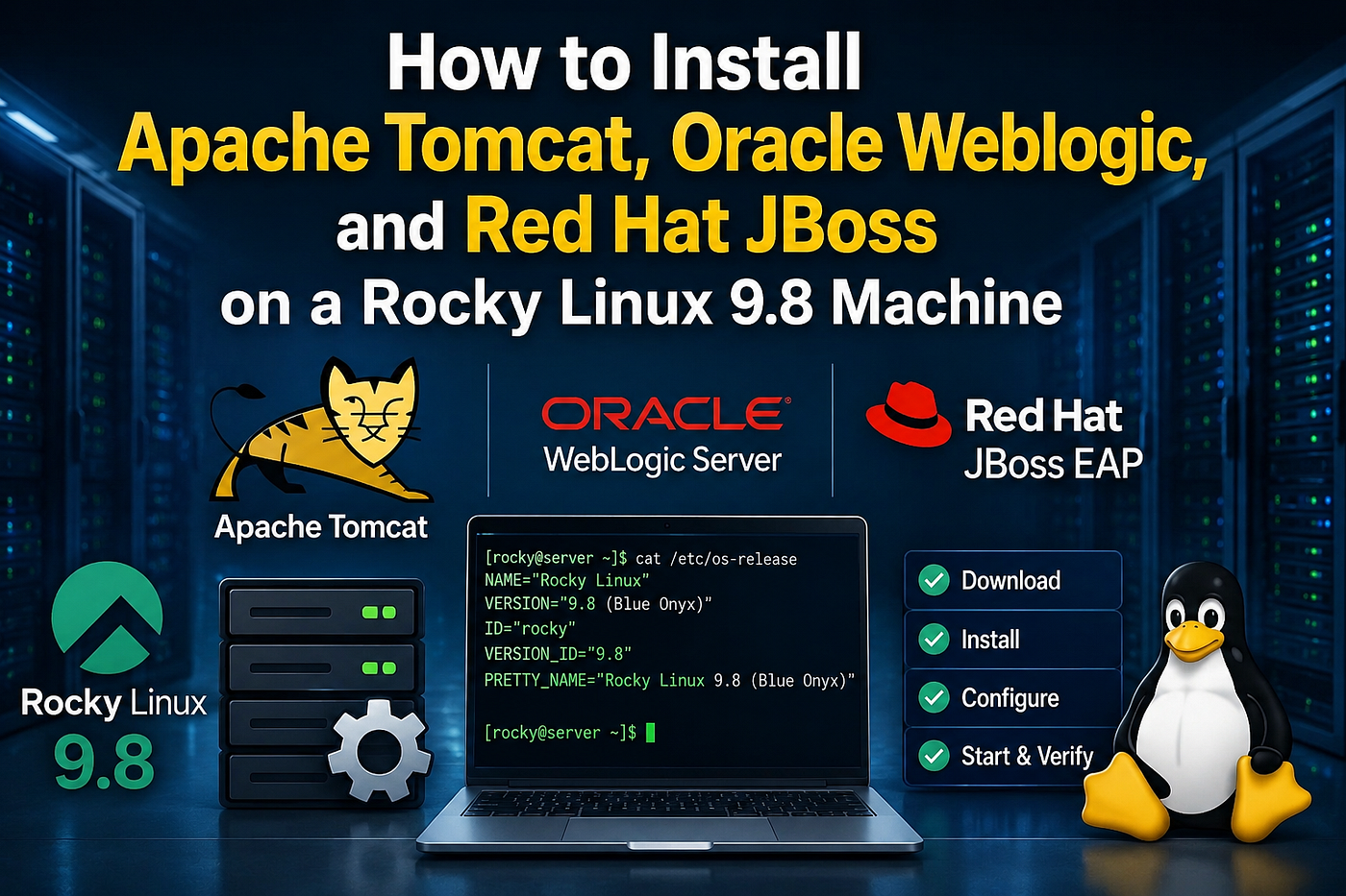 How to Install Apache Tomcat, Oracle Weblogic, and Red Hat JBoss on a Rocky Linux 9.8 Machine