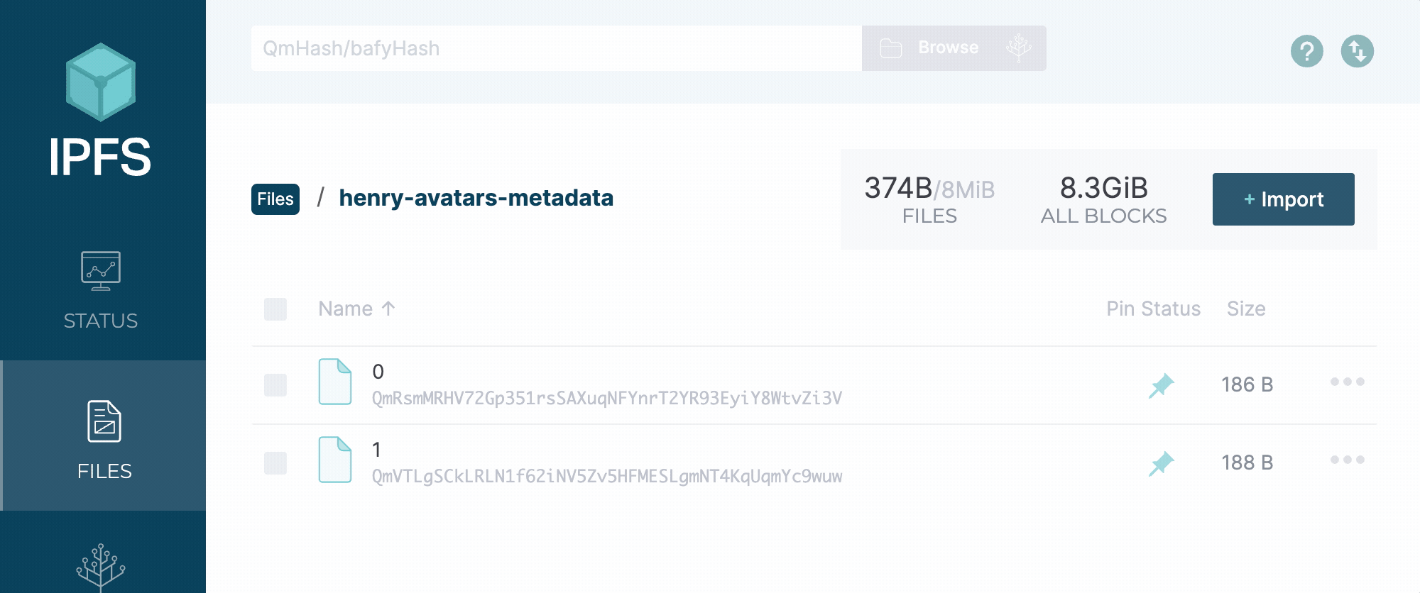 Folder with metadata for each NFT
