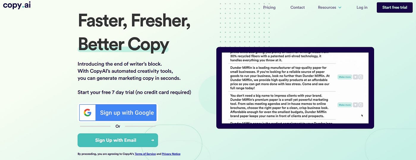 Copy.ai — Le logiciel de création de contenu par excellence | by  PetitBazarWeb | Medium