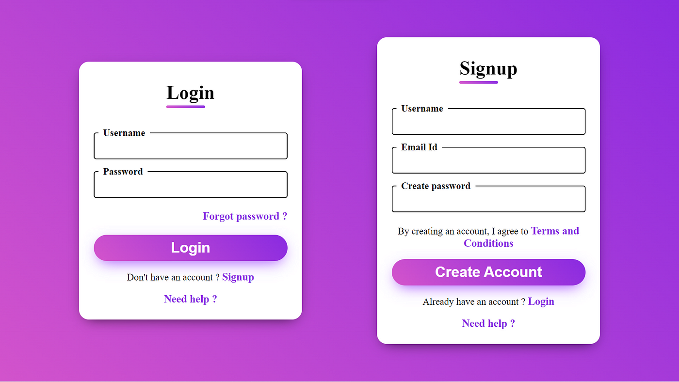 Animated Login and Registration Form Using html css and javascript., by  Maketechstuff