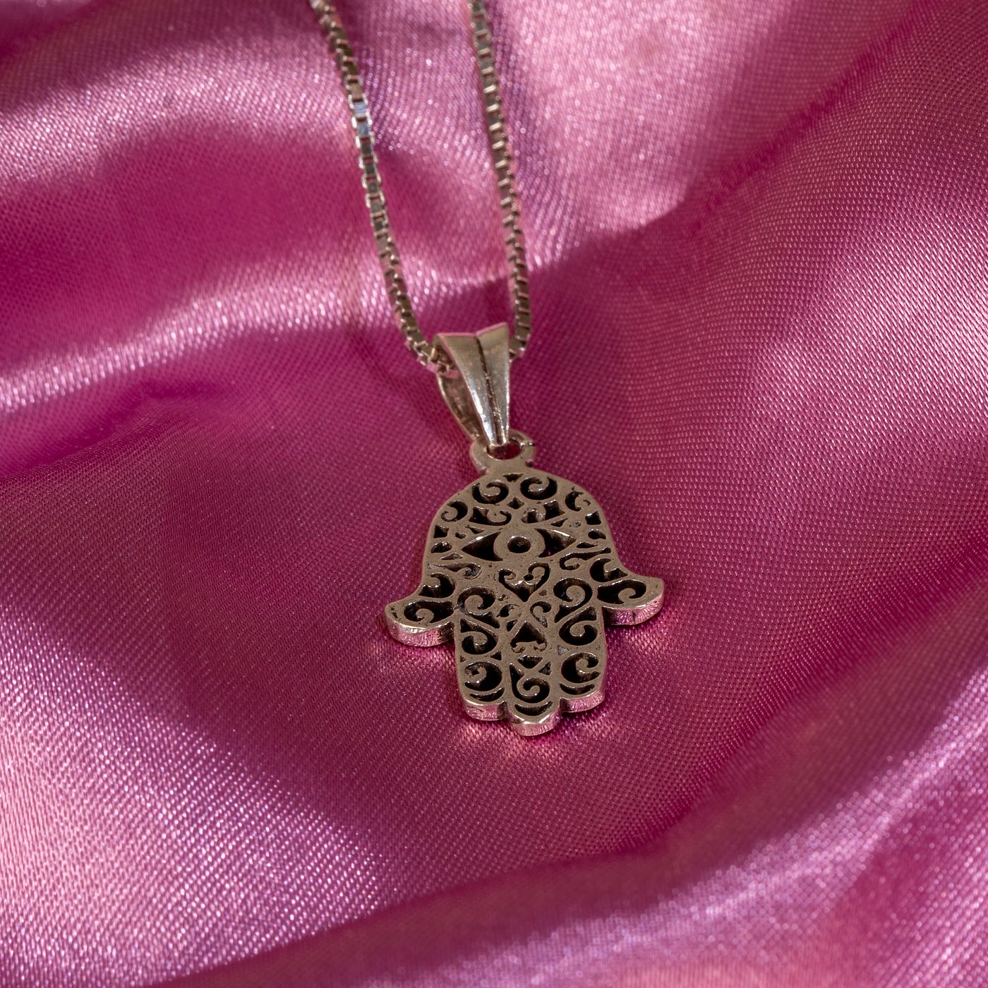 Oxidized Silver Pendant with Link Chain