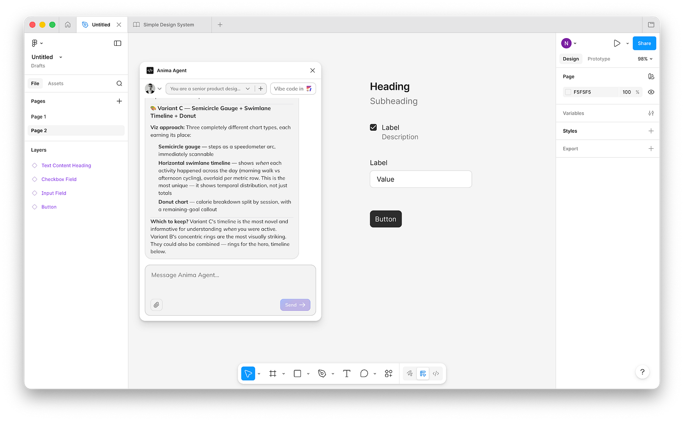 Put 4 components from design system.