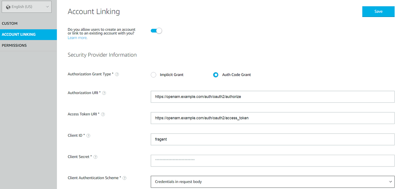 Account Linking : Amazon Alexa and ForgeRock OpenAM using OAuth2 