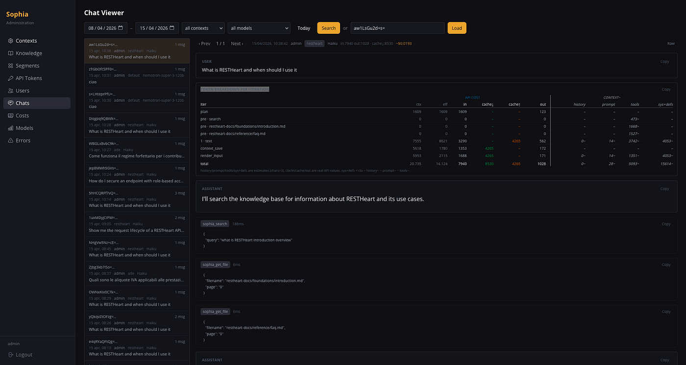 The Chats Viewer lets you review past interactions and debug your agent’s responses