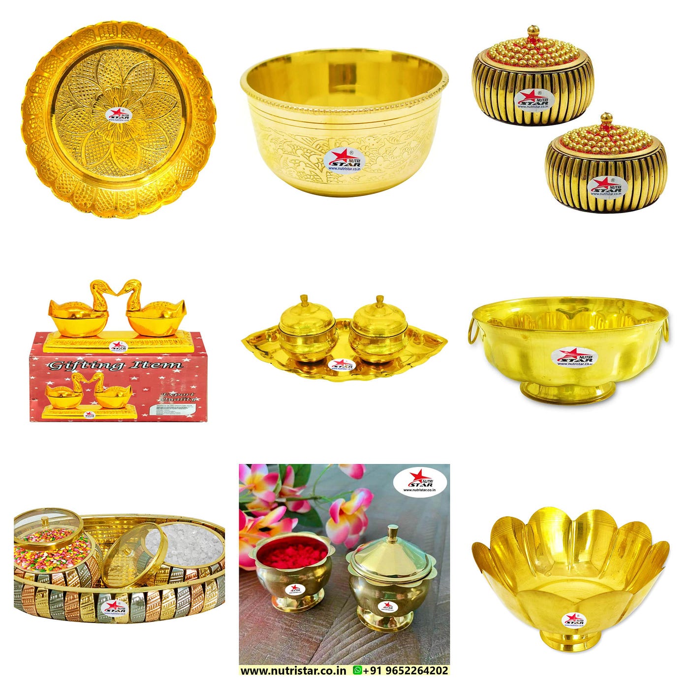 Pooja Plate Brass, Pooja Thali, Gift Item (Set of 6) – Nutristar