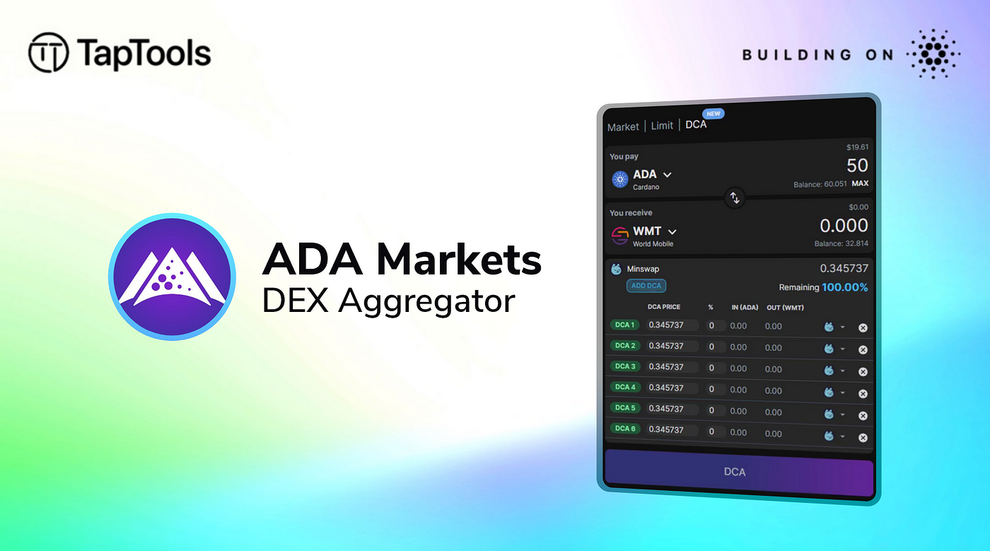 Ada Markets Launches DCA Feature. 11/29/2023 | by Tap In With TapTools |  Tap In With TapTools | Medium