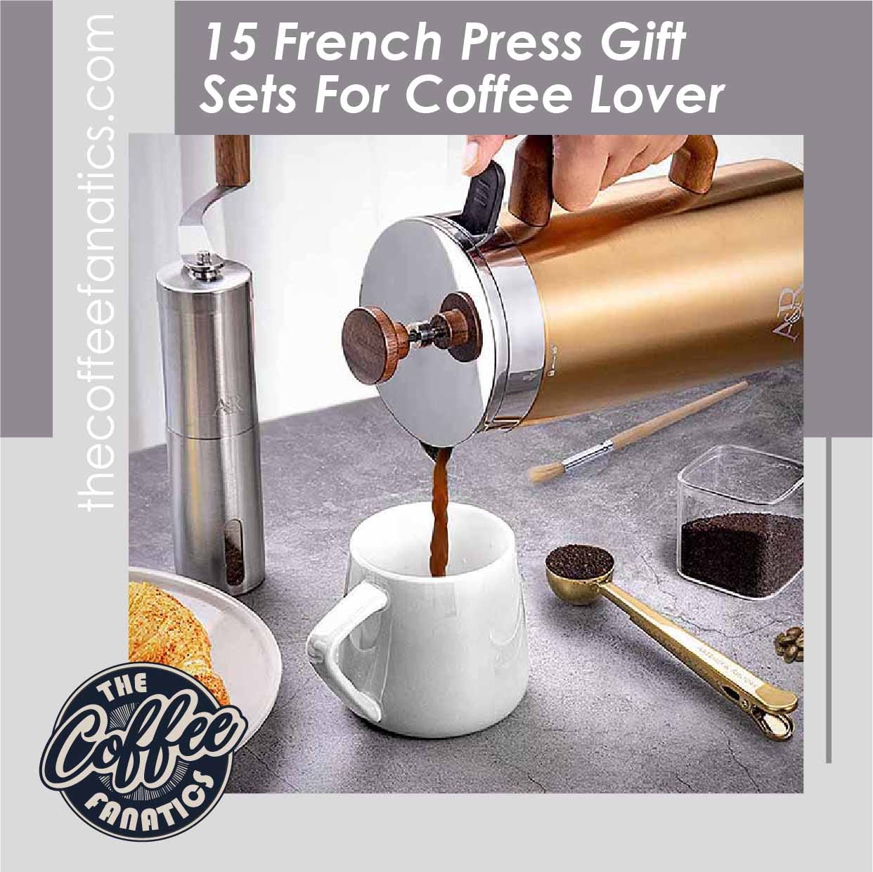 4 Pcs Stainless Steel French Press Coffee Maker Gift Set Travel Size  Camping Coffee Set Coffee Lover Christmas Gift Set (SET A SILVER)