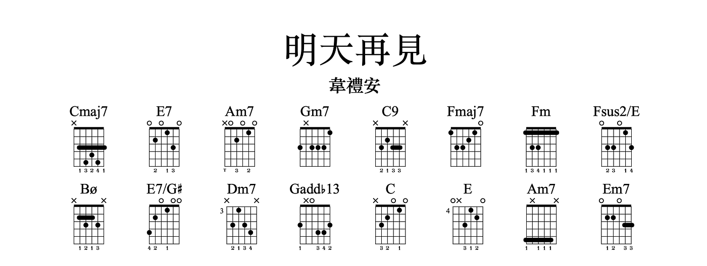[吉他譜]韋禮安-明天再見