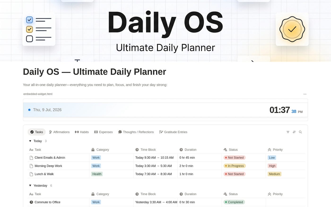 Daily OS — Daily Planner Notion Template