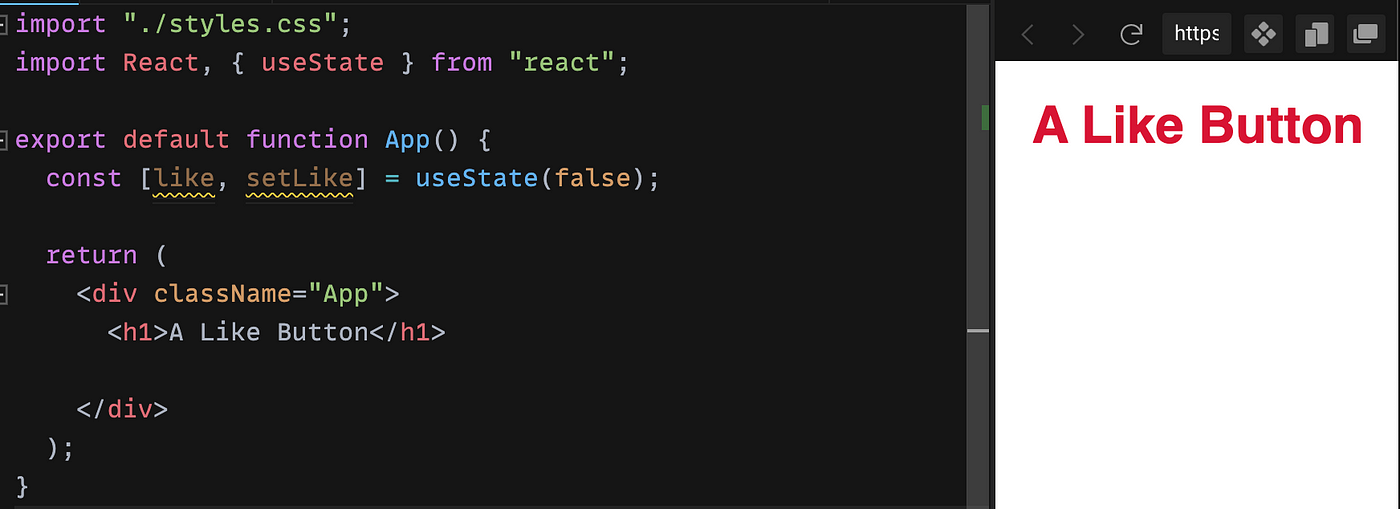How to add a like button (React-useState) | by Chay Auker | Medium
