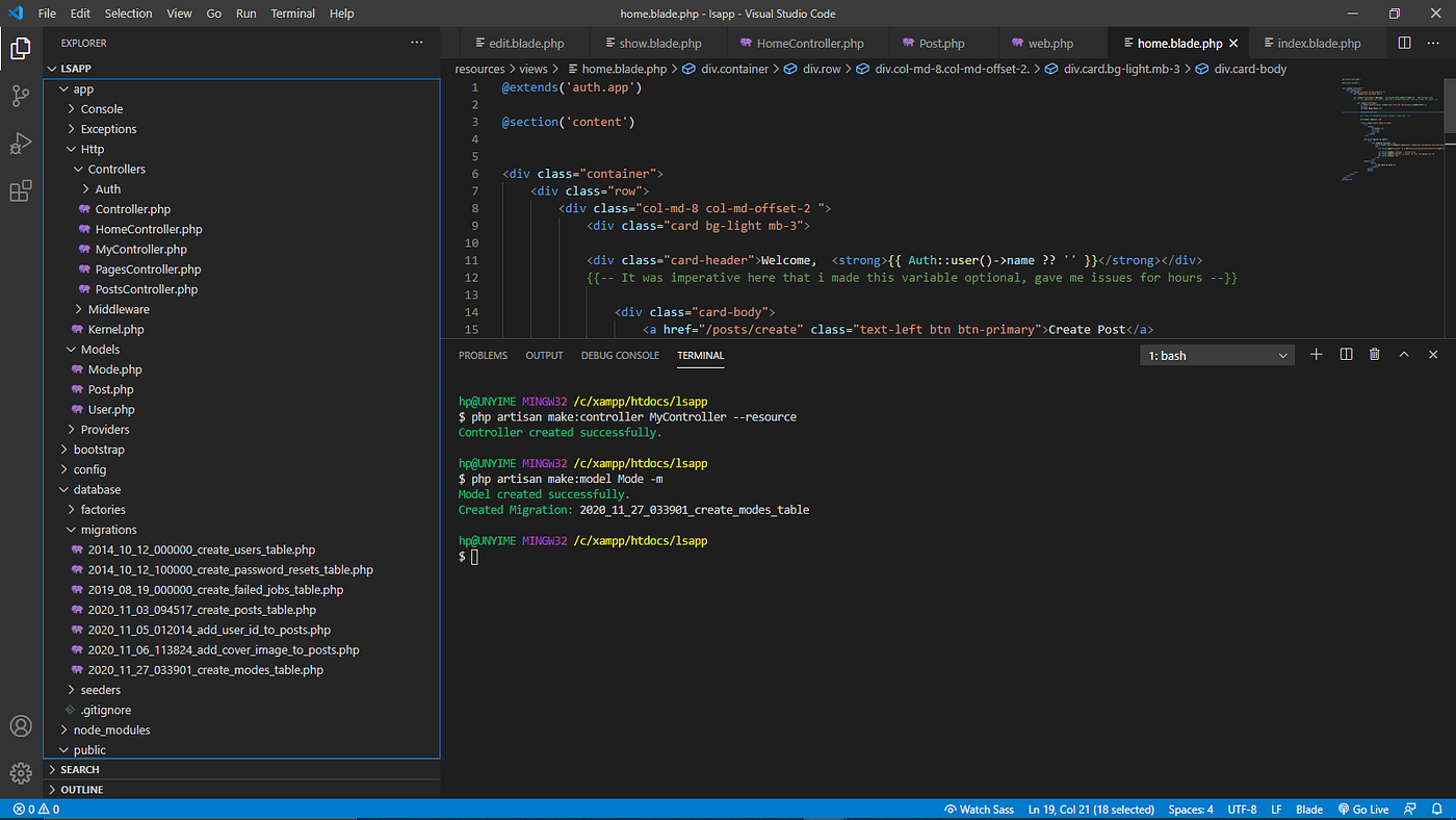 Working With Databases in Laravel 8.x | by Emmanuel Unyime | Level Up Coding