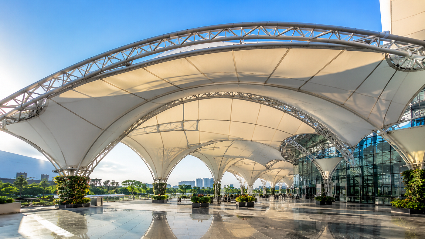 Modern Canopy for Parking Modern Canopy for Parking Solutions Using PVC Tensile Roof Structures in…