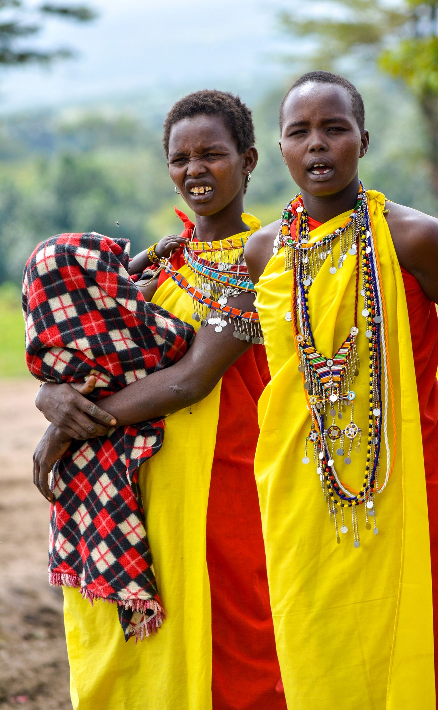 Maasai couple (warrior and girl) in traditional clothing. Africa