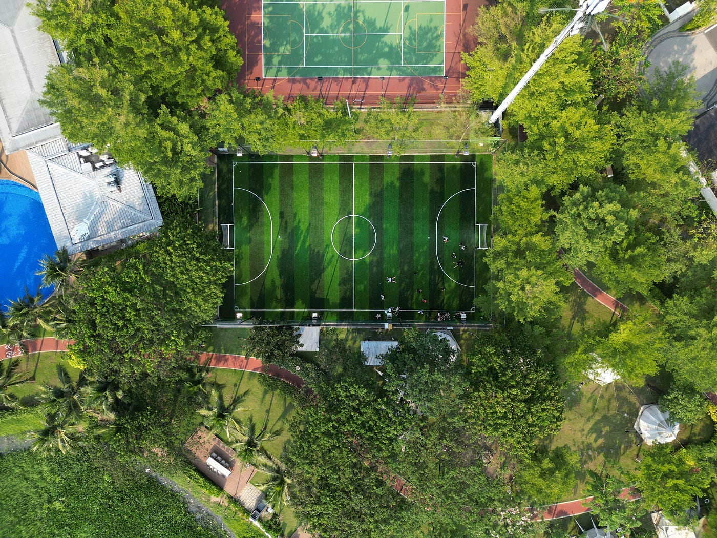 Aerial view of a football pitch in Vietnam. (Photo by Kushie In Vietnam on Pexels)