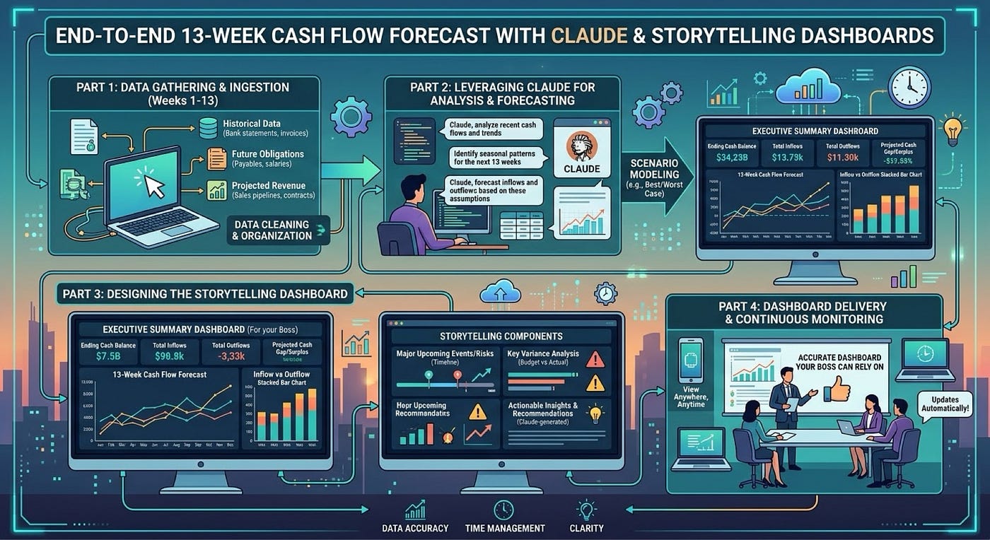 How to build a cash flow forecast and storytelling dashboards with your favourite AI tool