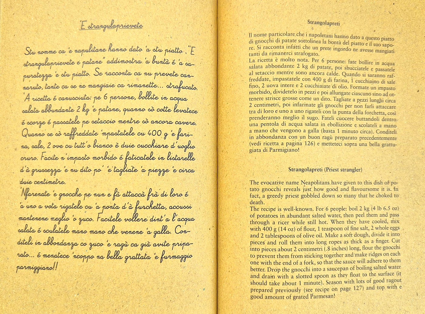 “ ‘E strangolaprievete”: tre lingue in una ricetta per gli gnocchi