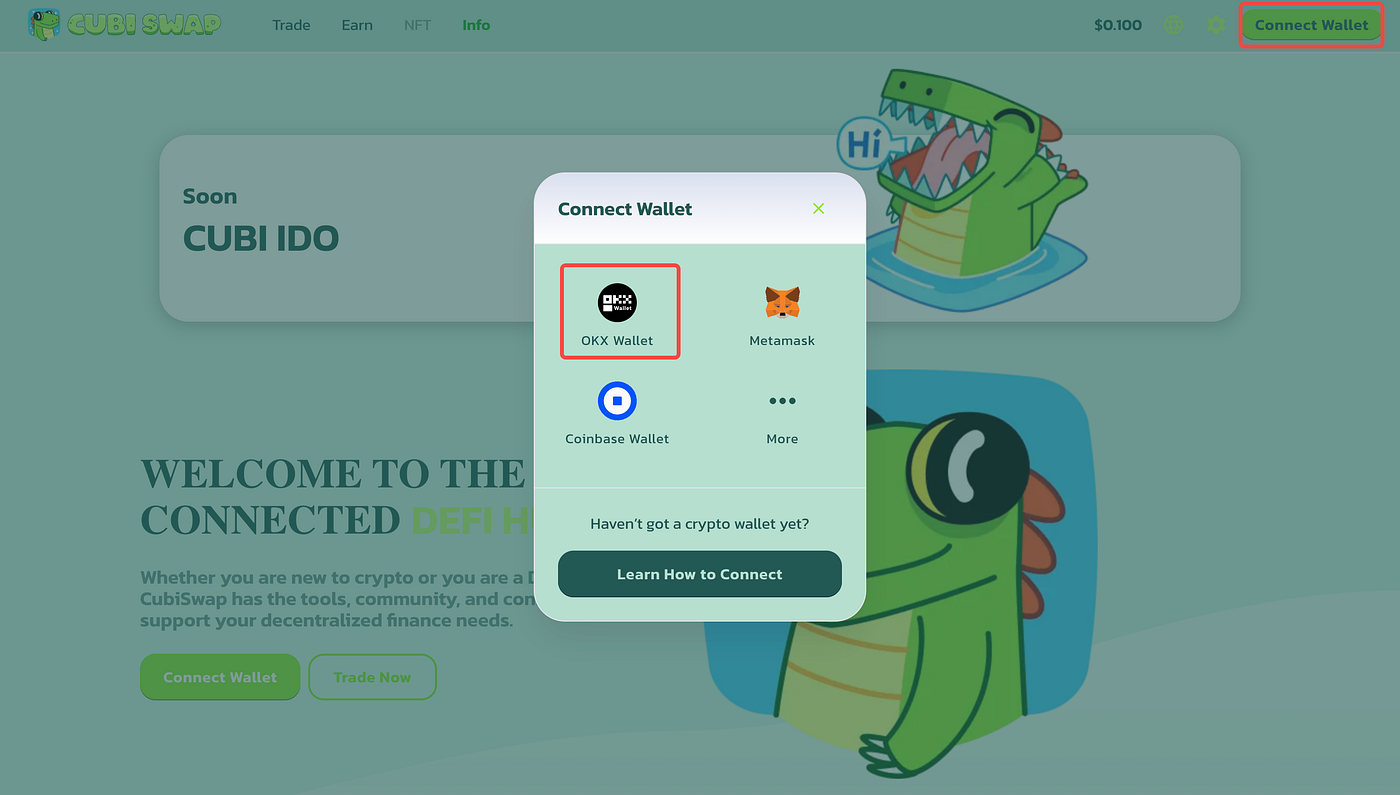 Access CUBISWAP using the OKX Wallet Web Extension | by OKX Web3 | Medium