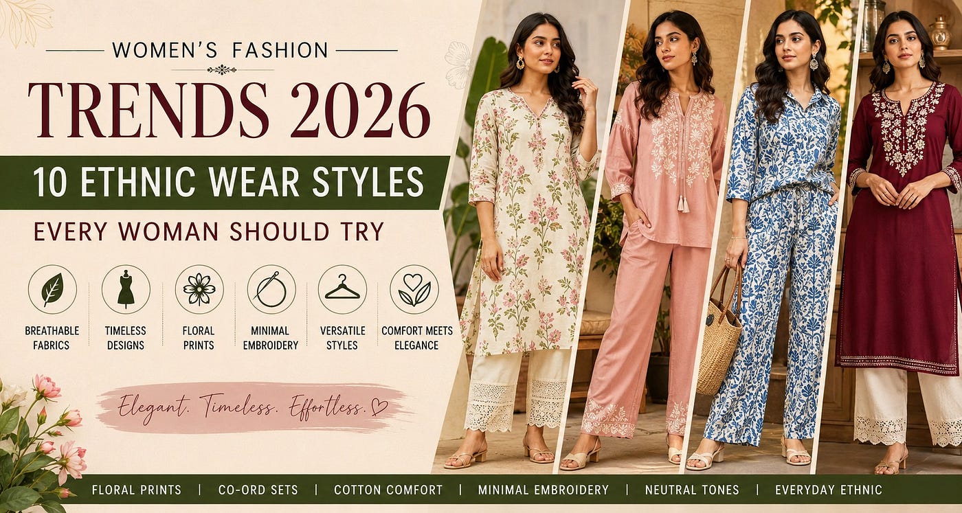 Women’s Fashion Trends 2026: 10 Ethnic Wear Styles Every Woman Should Try