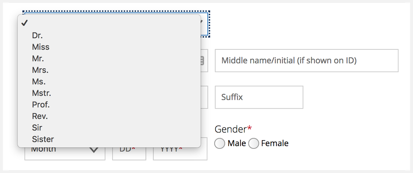 Designing forms for gender diversity and inclusion | by Sabrina Fonseca |  UX Collective