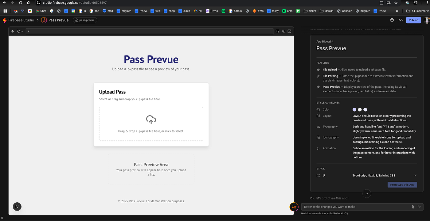 Rapid Prototyping a PKPASS Viewer App with Firebase Studio