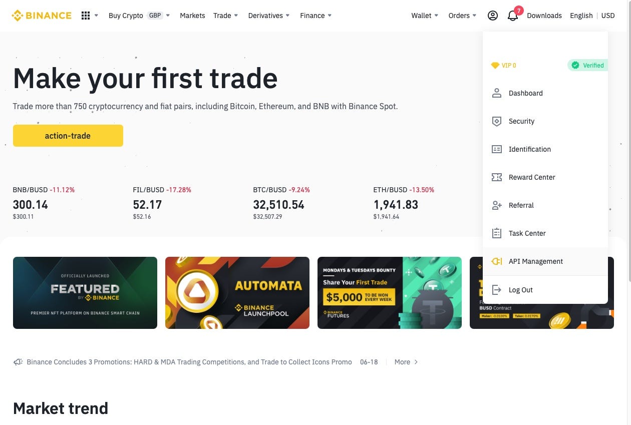 Connect to Binance API using Python | by Hisho Rajanathan | Medium