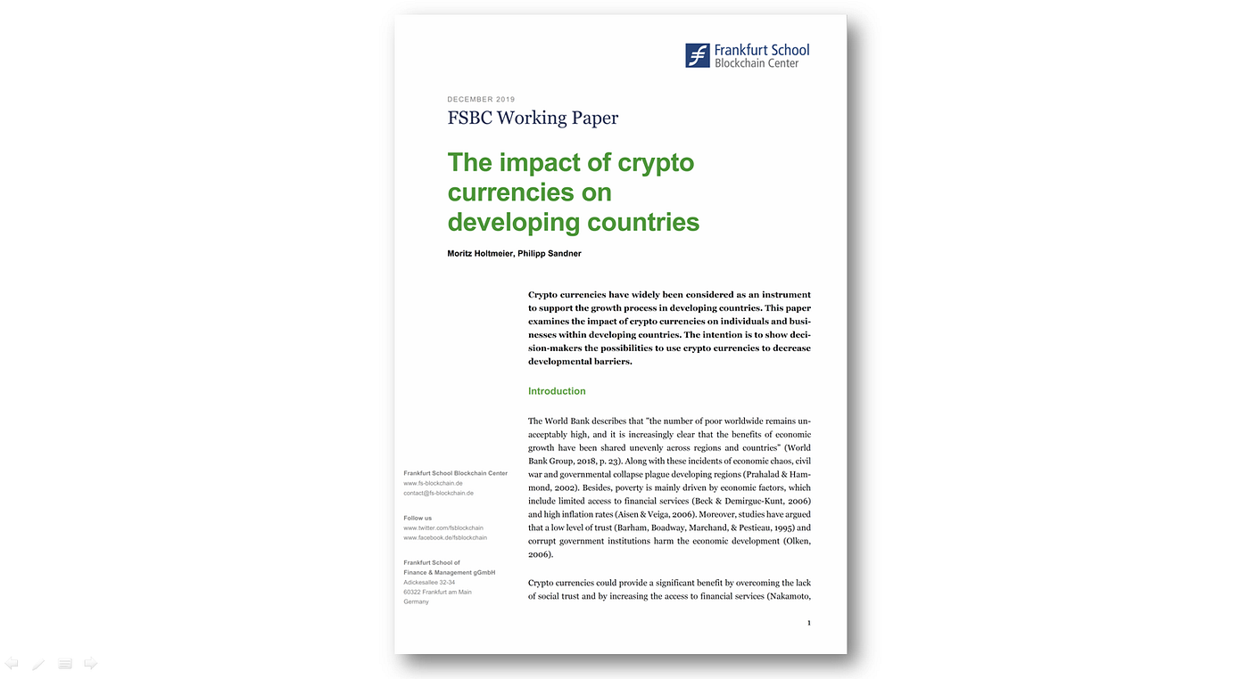 The Impact of Crypto Currencies on Developing Countries | by Philipp  Sandner | Medium