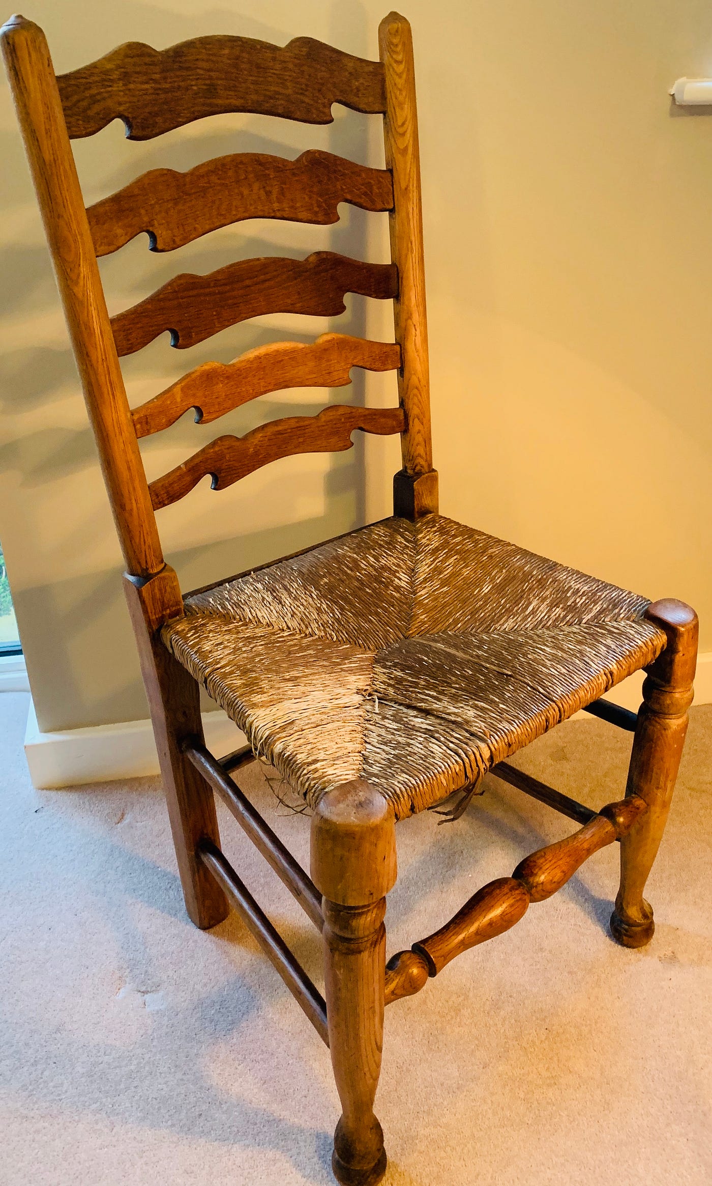 (*ヤ様 Vintage chair UK Antique Shaker Style Maple Spindle Back Ladder Back Woven Rush