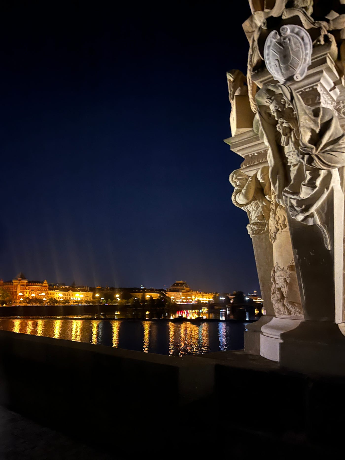 View from the Charles Bridge at night.